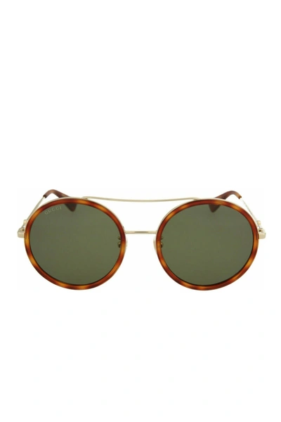 Shop Gucci 56mm Fashion Round Sunglasses In Gold Gold Green