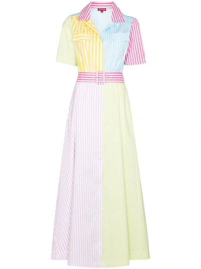 Shop Staud Millie Stripe-print Maxi Dress In Rosa