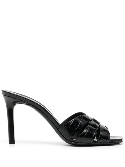 Shop Saint Laurent Tribute 90mm Sandals In Black