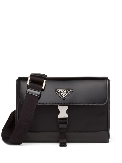 Prada Re-nylon And Leather Shoulder Bag In Black | ModeSens