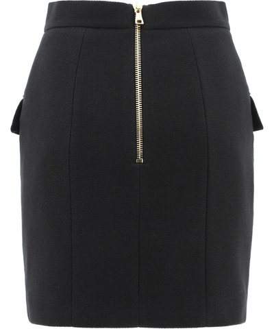 Shop Balmain Tweed Skirt In Black  