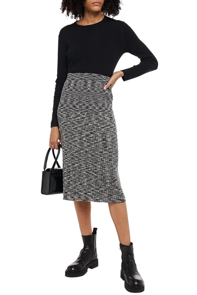 Shop Joseph Ribbed Marled Wool-blend Pencil Skirt In Anthracite