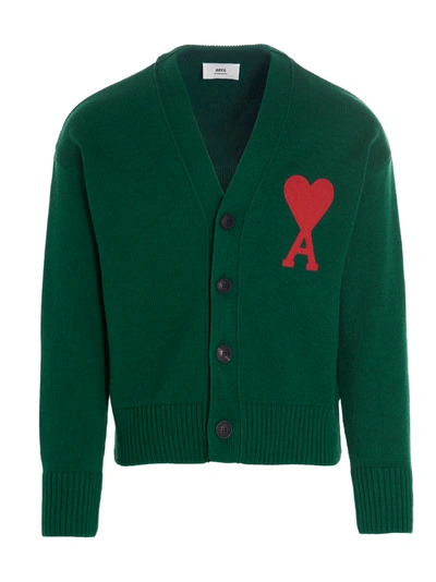 Shop Ami Alexandre Mattiussi Ami De Coeur Sweater In Green