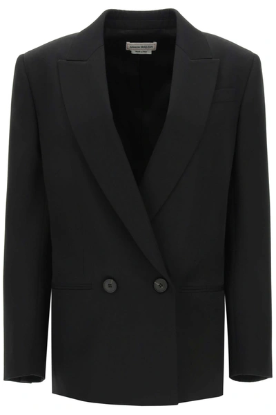 Shop Alexander Mcqueen Double-breasted Wool Blazer In Black (black)