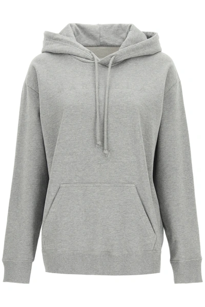 Shop Mm6 Maison Margiela Logo Embroidery Hoodie In Grey Melange (grey)