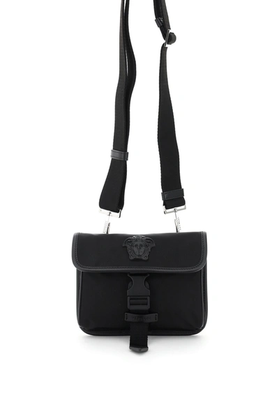 Shop Versace Messenger Bag La Medusa In Black Palladium (black)