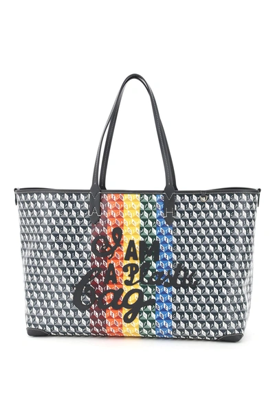 Shop Anya Hindmarch I Am A Plastic Bag Large Tote Bag In Charchoal (white)