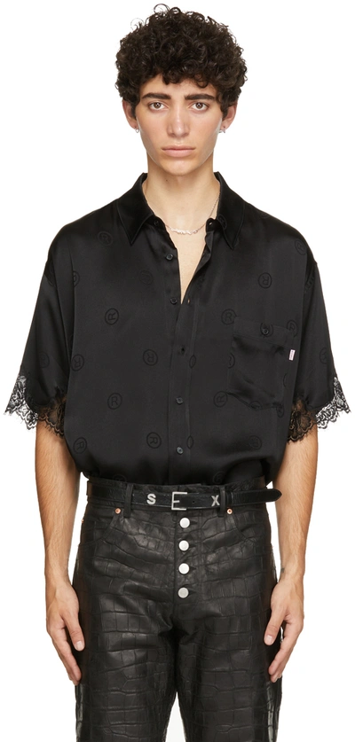 Shop Martine Rose Black Silk Klene Short Sleeve Shirt