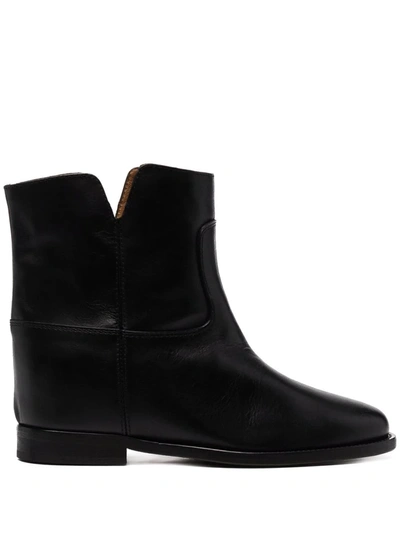 Via Roma 15 Side Slit-detail Ankle Boots In Black
