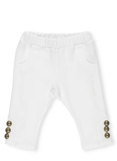 Shop Balmain Cotton Pants With Buttons In White