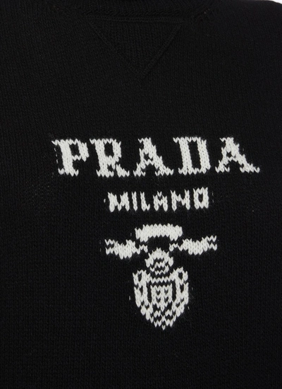 Shop Prada Logo Jacquard Turtleneck Wool Sweater