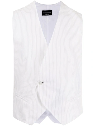 Shop Emporio Armani Pinstripe Single-breasted Waistcoat In Weiss