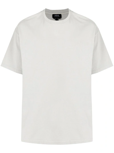Shop Apc Logo-embroidered Cotton T-shirt In Grau