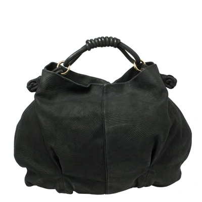 Pre-owned Giorgio Armani Black Textured Suede Hobo