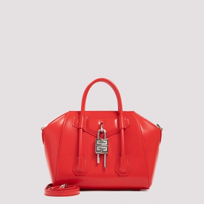 Shop Givenchy Antigona Mini Lock Tote Bag In Red