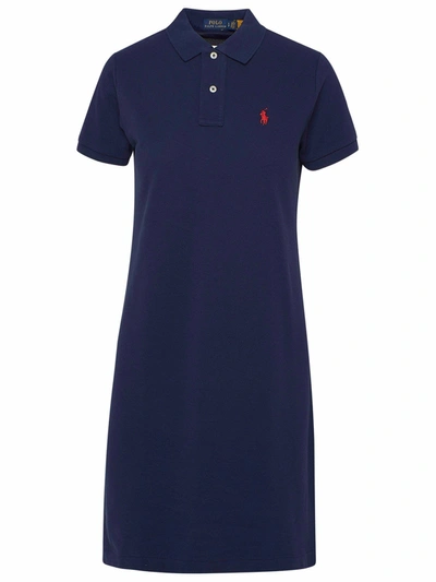Shop Polo Ralph Lauren Logo Embroidered Polo Dress In Navy