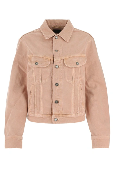 Shop Saint Laurent Buttoned Denim Jacket In Pink