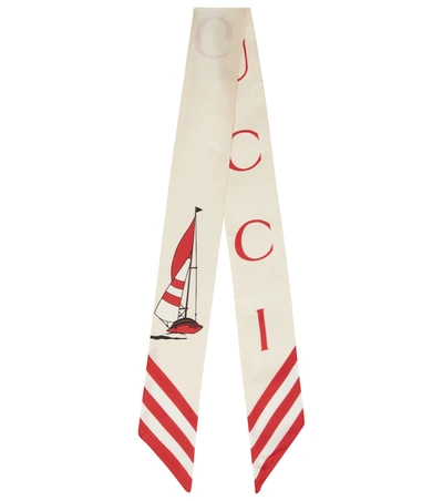 Shop Gucci Printed Silk Neck Tie In 白色