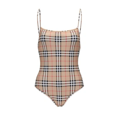Shop Burberry One Piece Swimsuit In Archive Beige Ip Chk