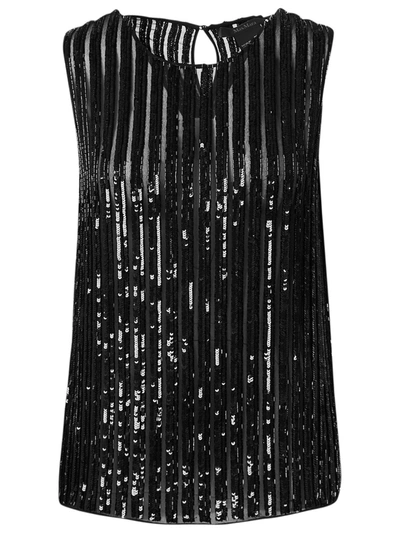 Shop Max Mara Sequin Embellished Sleeveless Top In Black