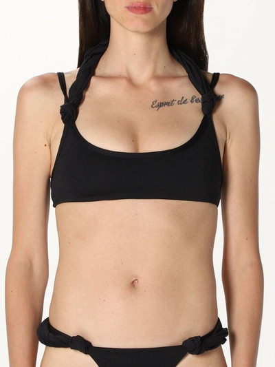Shop Attico Swimsuit The  Bikini Top In Opaque Fabric In Black