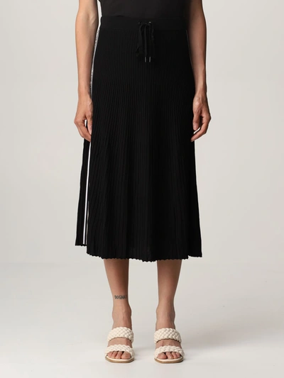Shop Michael Michael Kors Skirt  Pleated Jogging Skirt In Black
