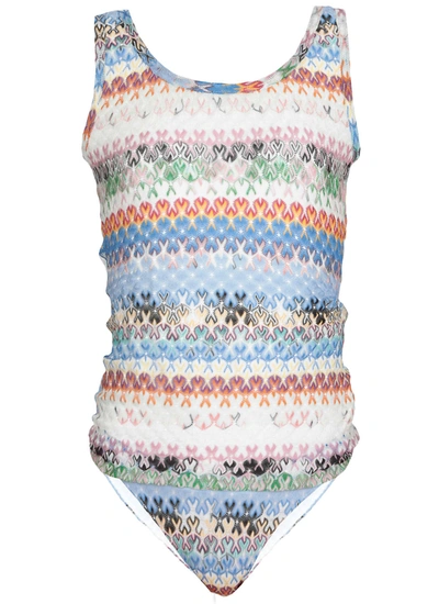 Shop Missoni Knitted Swimsuit In Multicolor