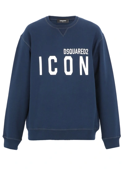 Shop Dsquared2 Logo Sweatshirt In Navy Blue-white