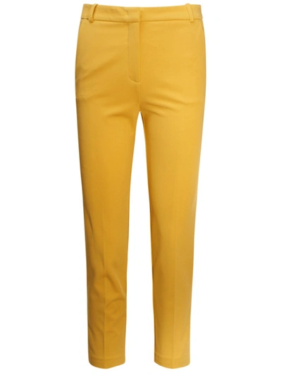 Shop Pinko Cropped Cigarette Trousers In Yellow