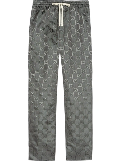 Shop Gucci Monogram-pattern Track Pants In Grey
