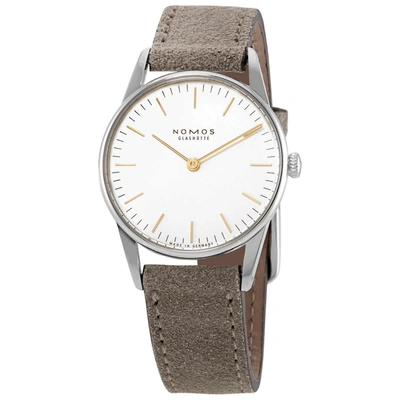 Shop Nomos Orion 33 Duo Hand Wind White Dial Watch 320 In Beige,gold Tone,silver Tone,white