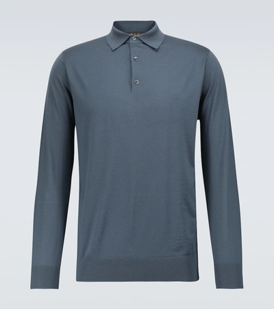 Shop Loro Piana ml Long-sleeved Wool Polo Shirt In Grey
