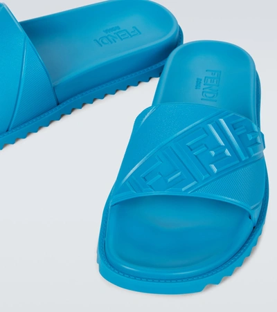 Shop Fendi Ff Logo Rubberized Slides In Black