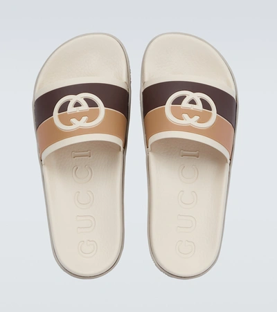 Shop Gucci Interlocking G Slides In Beige