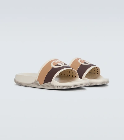 Shop Gucci Interlocking G Slides In Beige