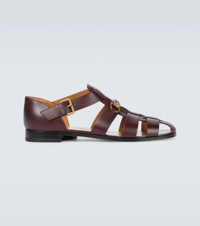 Shop Gucci Horsebit Leather Sandals In Red