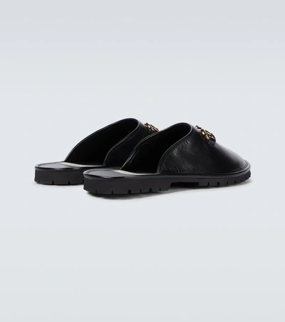 Shop Gucci Horsebit Leather Slippers In Black