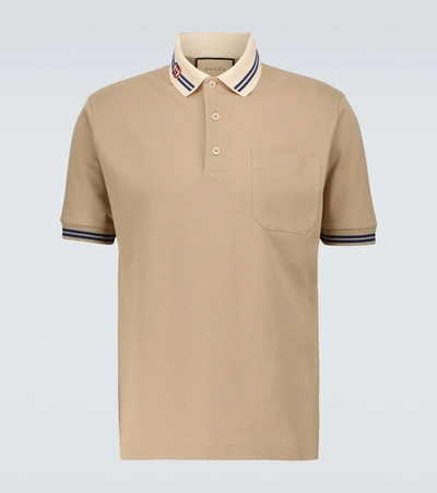 Shop Gucci Short-sleeved Polo Shirt In Beige