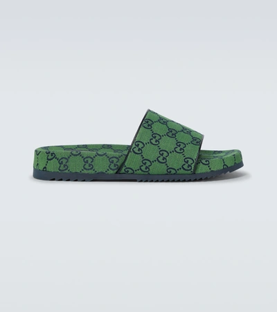 Shop Gucci Gg Multicolor Slides In Green