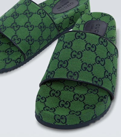 Shop Gucci Gg Multicolor Slides In Green