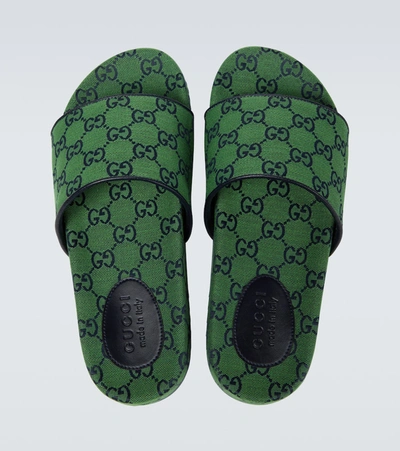Shop Gucci Gg Multicolor Slides In Green