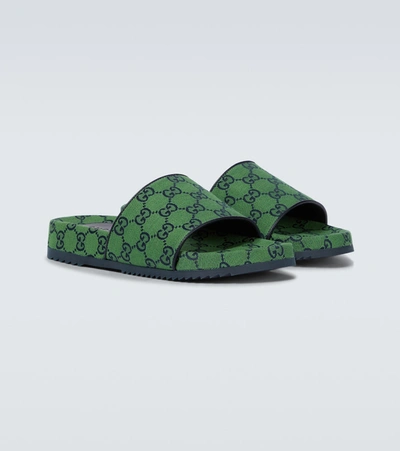 Shop Gucci Gg Multicolor Slides In Green