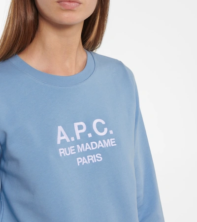 Shop Apc A. P.c. Tina Logo Cotton Sweatshirt In Blue