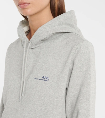 Shop Apc Logo Stretch-cotton Hoodie In Grey