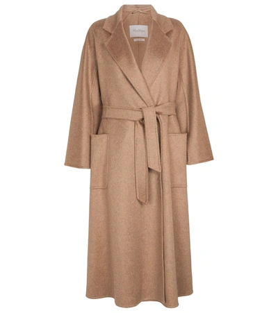 Shop Max Mara Labbro Cashmere Wrap Coat In Brown