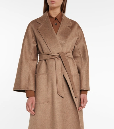 Shop Max Mara Labbro Cashmere Wrap Coat In Brown