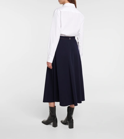 Shop Max Mara Douglas Wool Jersey Midi Skirt In Blue