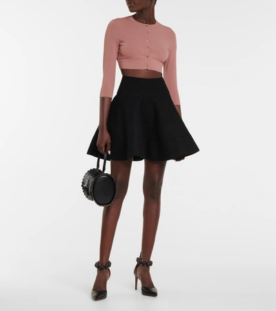 Shop Alaïa Wool-blend Miniskirt In Black