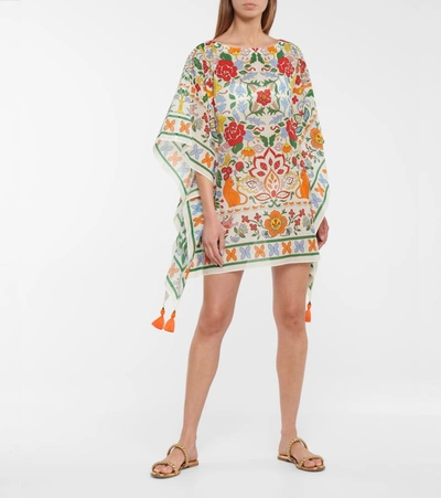 Shop Tory Burch Floral Cotton And Silk Kaftan In Multicoloured