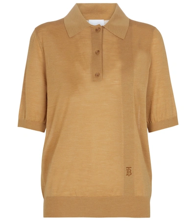 Shop Burberry Wool, Silk And Cashmere Polo Top In Brown